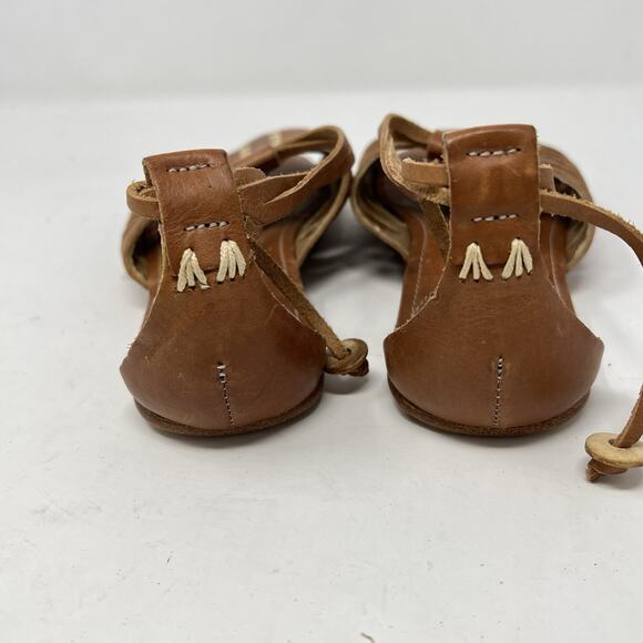 OLUKAI Hikina Brown Leather Strappy Flat Sandals Women's Size 6 Huarache Beach - Picture 6 of 9